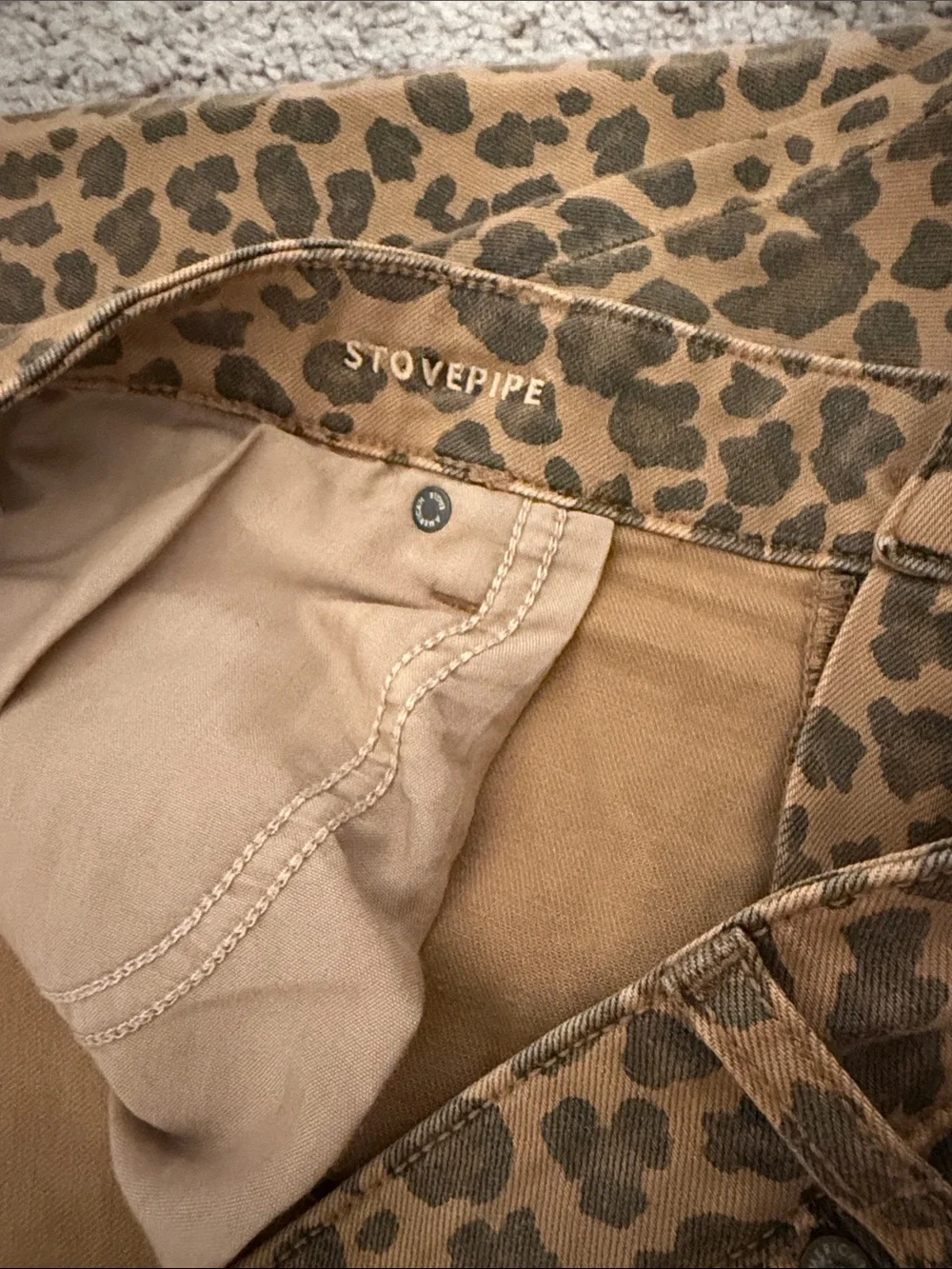 American Eagle Outfitters Leopard Print Stretch Jeans - Tan and Brown - Picture 5 of 7